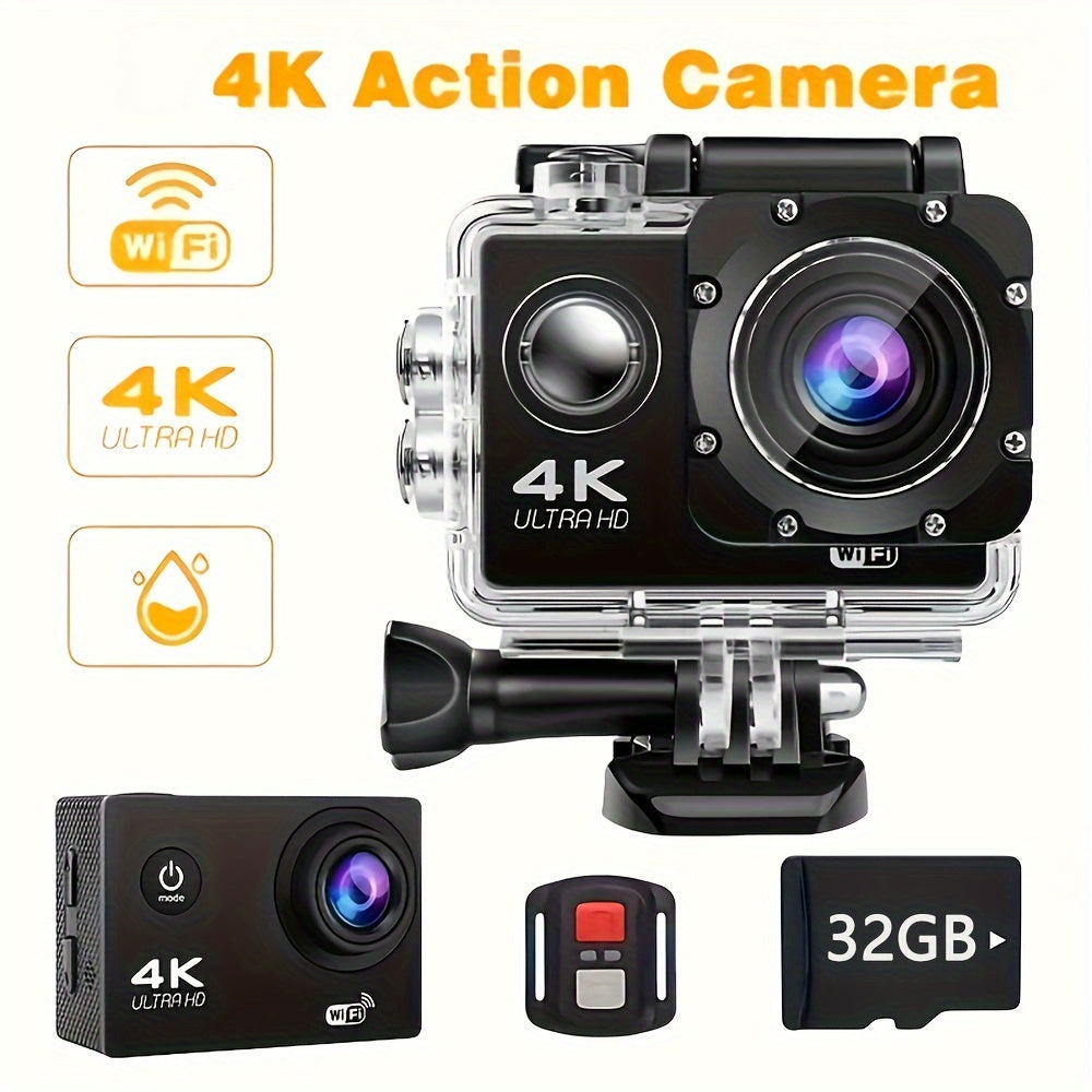 Action Camera with WiFi & 170° Lens — Waterproof Sports Cam Kit