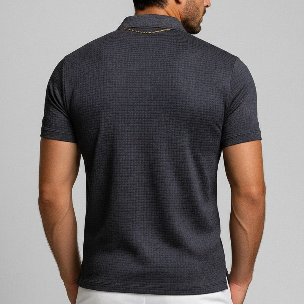 Lorenzo Vitali Textured Polo Shirt with Button Placket