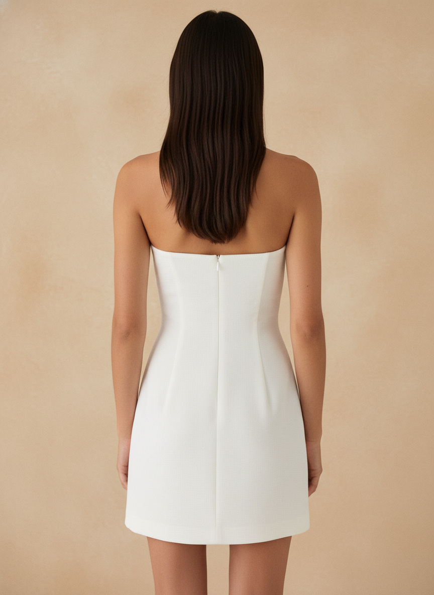 Women's White Strapless Mini Dress – Elegant Bodycon Party Dress