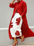 Floral-print wide-leg jeans detail