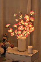 Cherry blossom decorative lights glowing