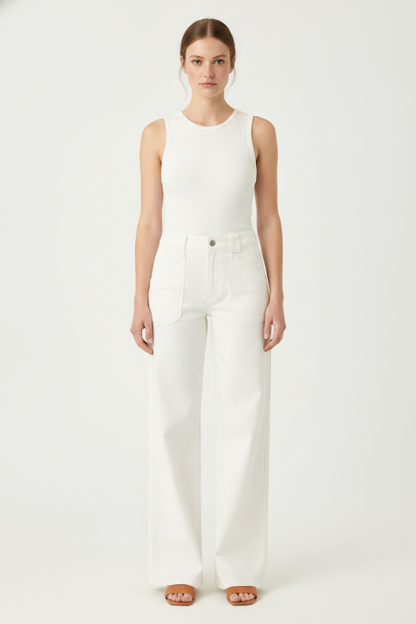 Hazy Days White Wide-Leg Jeans