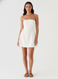 Women's White Strapless Mini Dress – Elegant Bodycon Party Dress