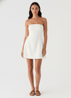 Women's White Strapless Mini Dress – Elegant Bodycon Party Dress