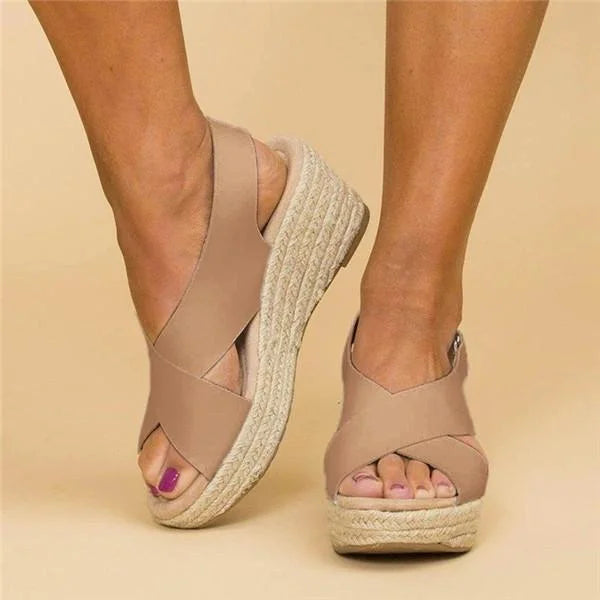 Comfort wedge espadrille sandals - black