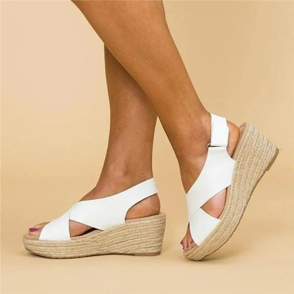 Comfort wedge espadrille sandals - black