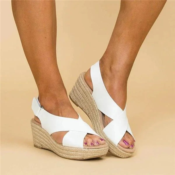Comfort wedge espadrille sandals - black