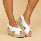 Comfort wedge espadrille sandals - black