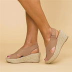 Comfort wedge espadrille sandals - black