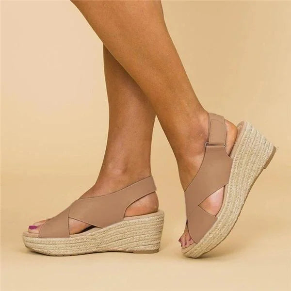 Comfort wedge espadrille sandals - black