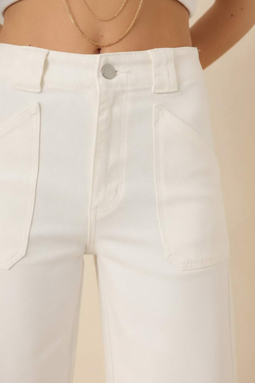 Hazy Days White Wide-Leg Jeans