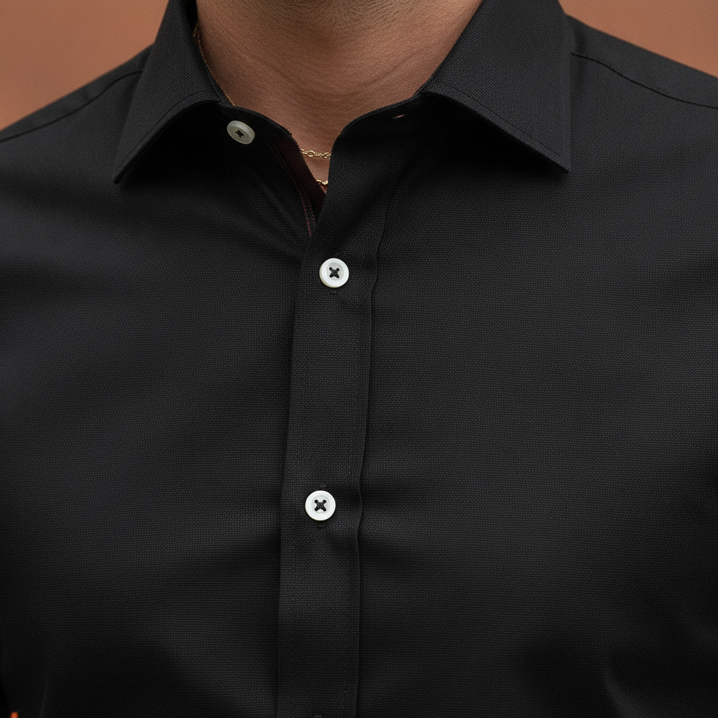 Men's Button-Up Shirt with Contrast Buttons