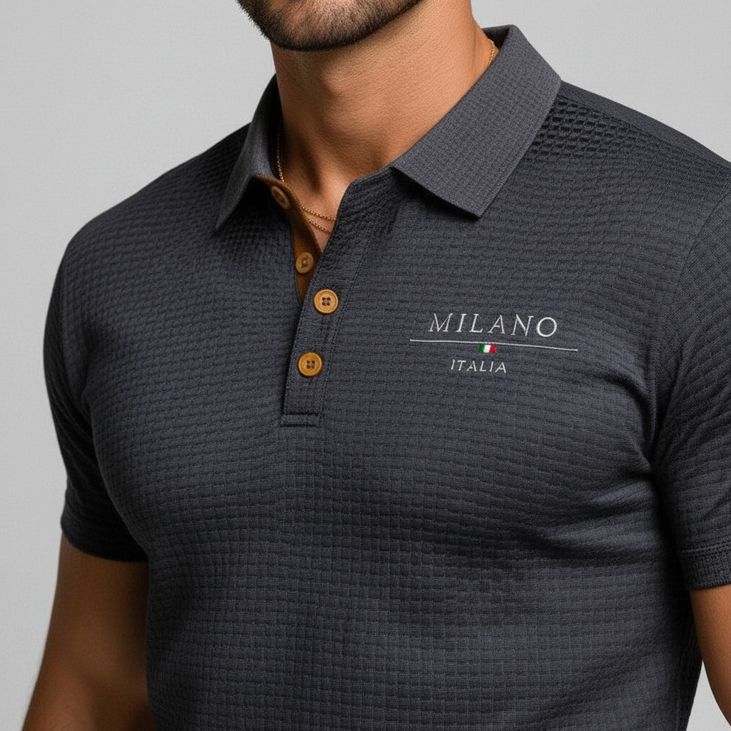 Lorenzo Vitali Textured Polo Shirt with Button Placket
