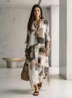 Bohemian Chic | Maxi Dress for Women with Abstract Print & Button-Front Design | Effortless Style for Everyday Wear