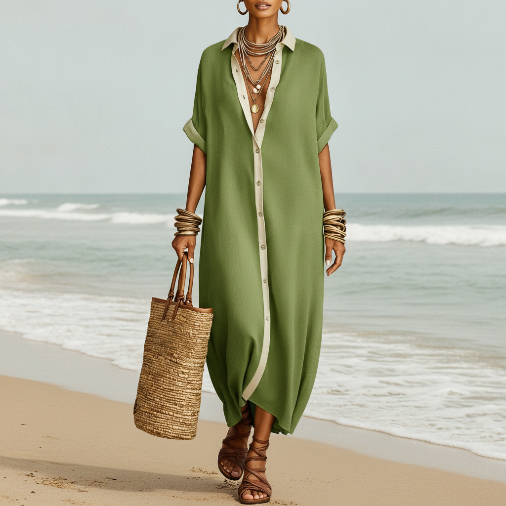 Women's Relaxed Fit Button-Down Dress – Summer Sundress for...