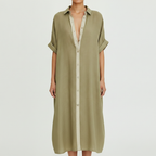 Women's Relaxed Fit Button-Down Dress – Summer Sundress for...
