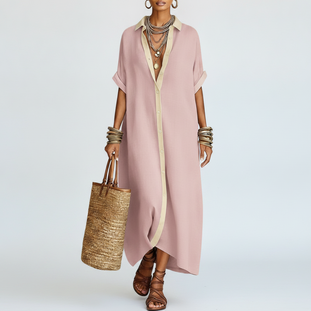 Women's Relaxed Fit Button-Down Dress – Summer Sundress for...