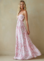 Floral Maxi Dress with Twist Front Design – Elegant Long Dress