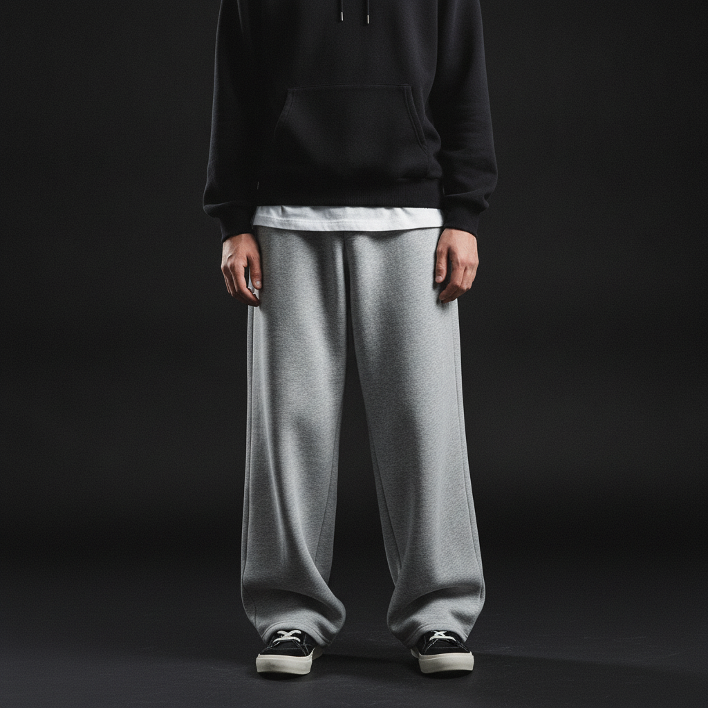 Men's oversized wide-leg sweatpants in gray