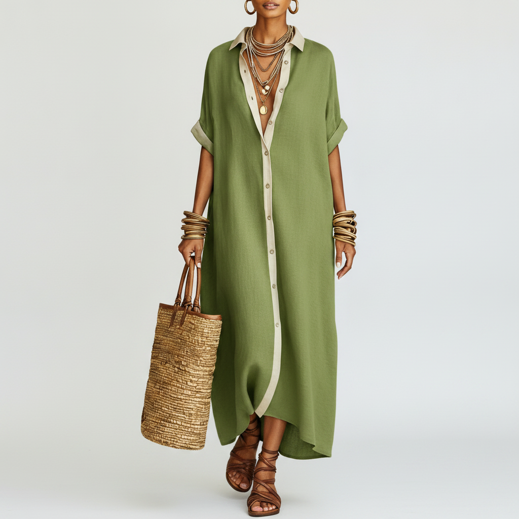 Women's Relaxed Fit Button-Down Dress – Summer Sundress for...