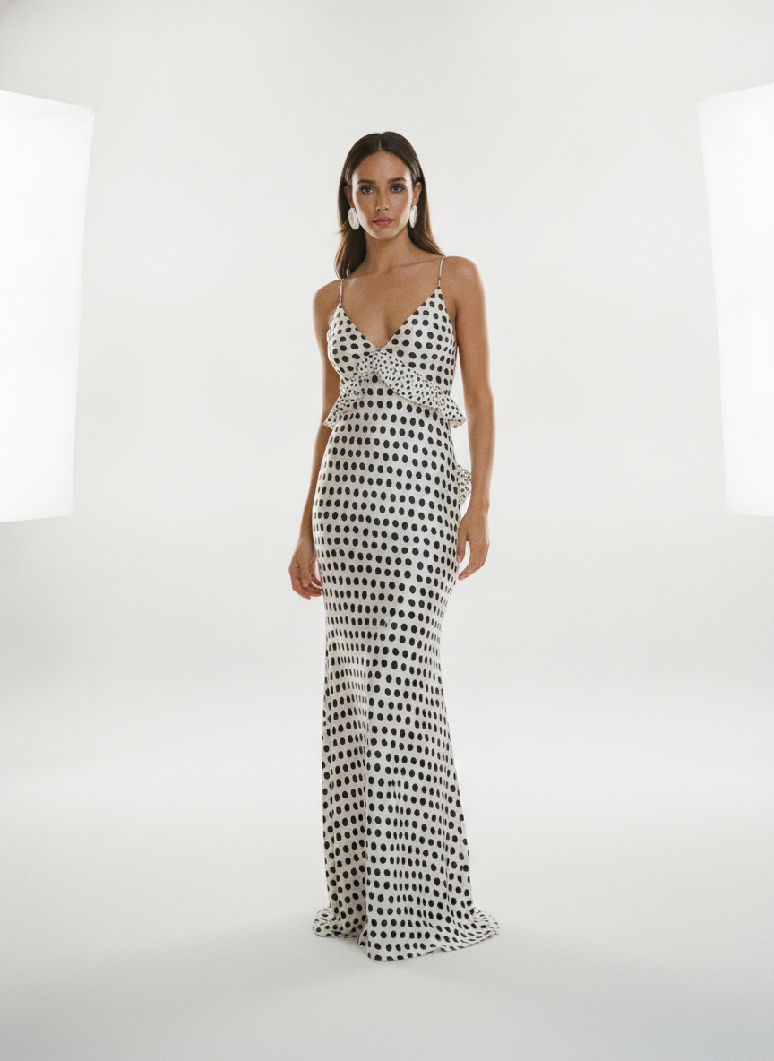 Polka Dot V-Neck A-LINE Dress