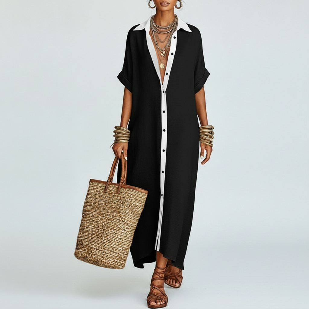 Women's Relaxed Fit Button-Down Dress – Summer Sundress for...