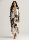 Bohemian Chic | Maxi Dress for Women with Abstract Print & Button-Front Design | Effortless Style for Everyday Wear