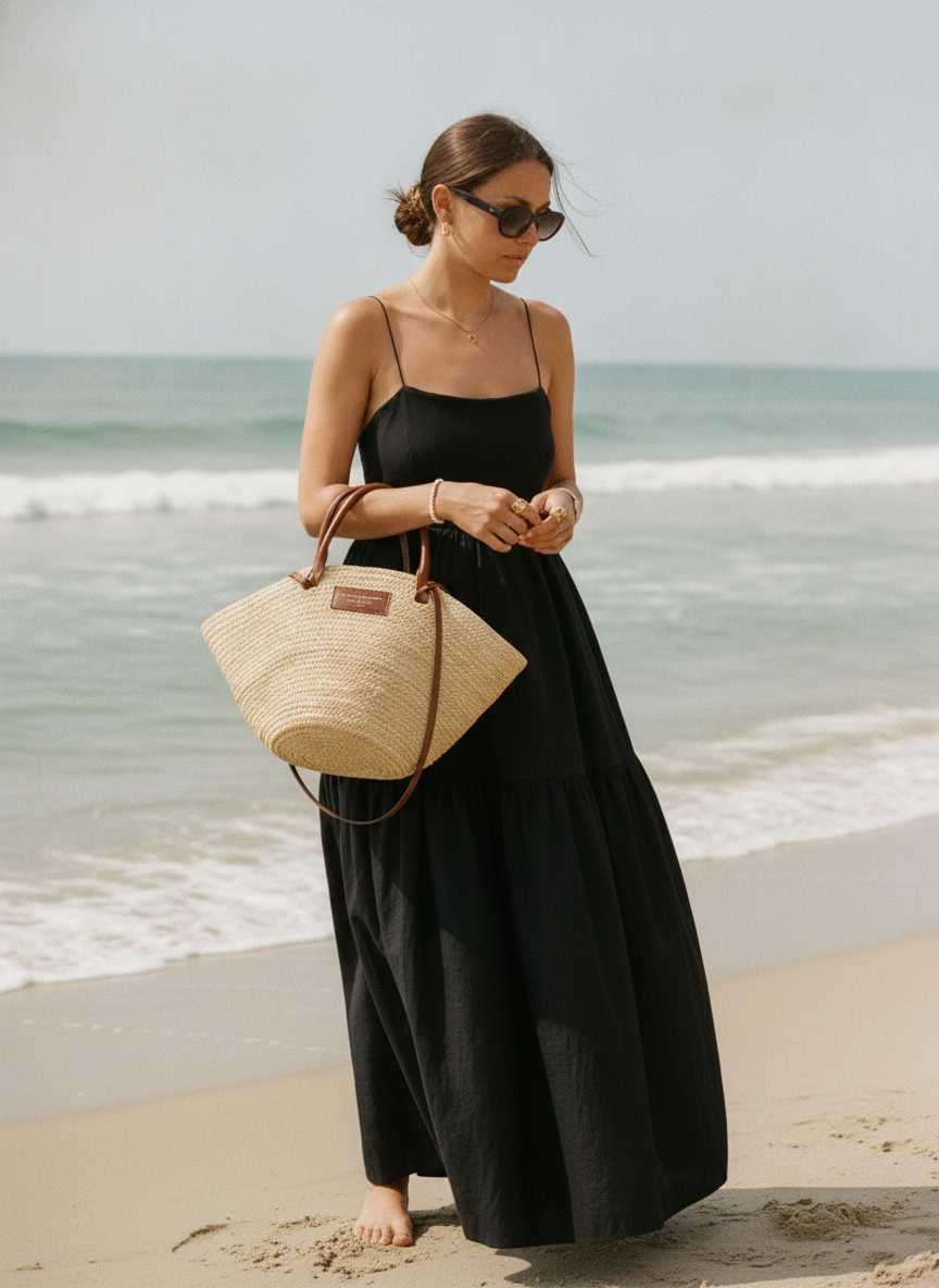 Black Maxi Dress with Low Cut Neckline – Sleeveless Long Dress