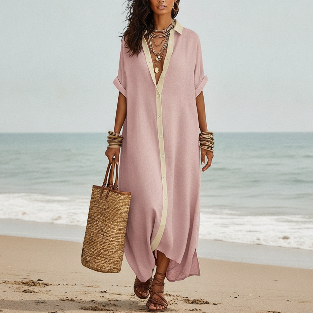 Women's Relaxed Fit Button-Down Dress – Summer Sundress for...