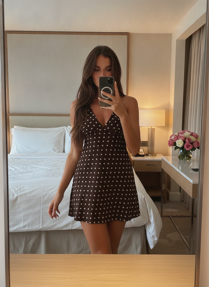Nellie Collection | Women's Polka Dot Mini Dress with Tie-Back Design | Stylish V-Neck for Effortless Elegance