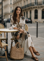 Bohemian Chic | Maxi Dress for Women with Abstract Print & Button-Front Design | Effortless Style for Everyday Wear