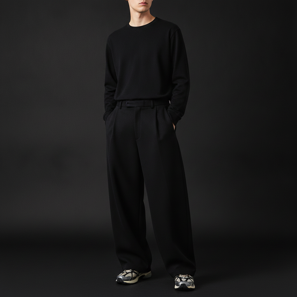 Men's oversized wide-leg sweatpants relaxed jogger fit