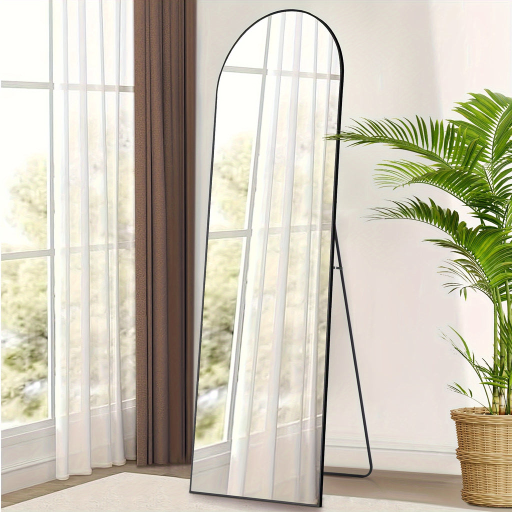 Arched Full-Length Mirror — Tall Oval Floor Mirror, Aluminum Frame