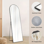 Arched Full-Length Mirror — Tall Oval Floor Mirror, Aluminum Frame