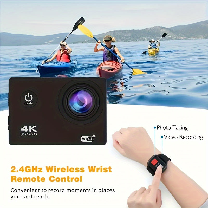 Action Camera with WiFi & 170° Lens — Waterproof Sports Cam Kit