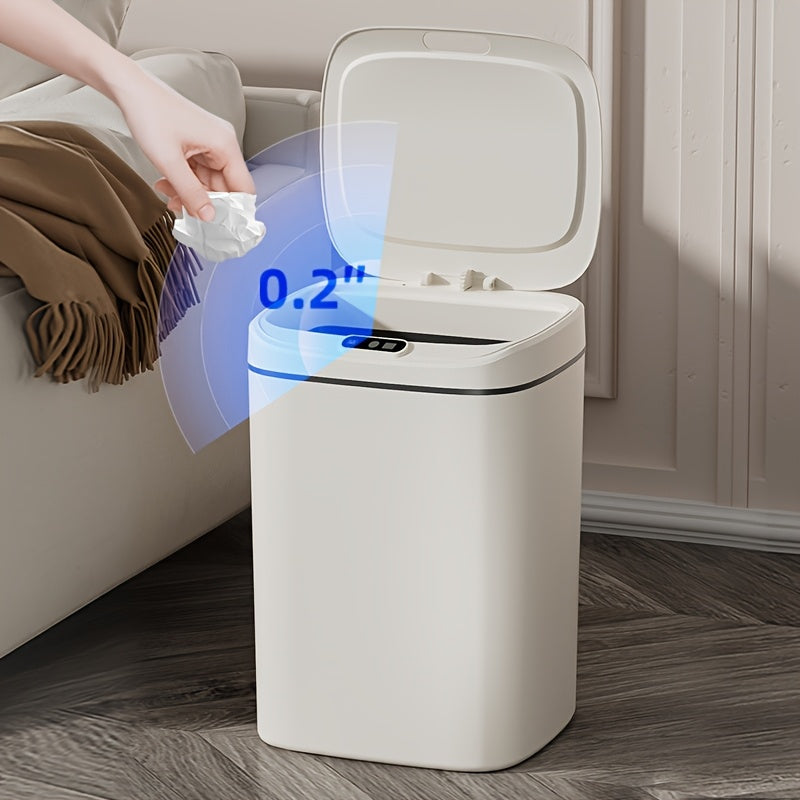 Smart trash can in a bathroom