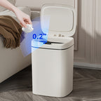 Smart trash can in a bathroom