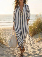 Linen shirt dress editorial lifestyle hero