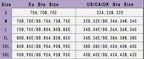 Size chart
