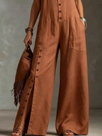 Sleeveless wide-leg jumpsuit - detail view