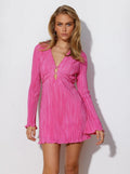 Pink V-neck bodycon mini dress