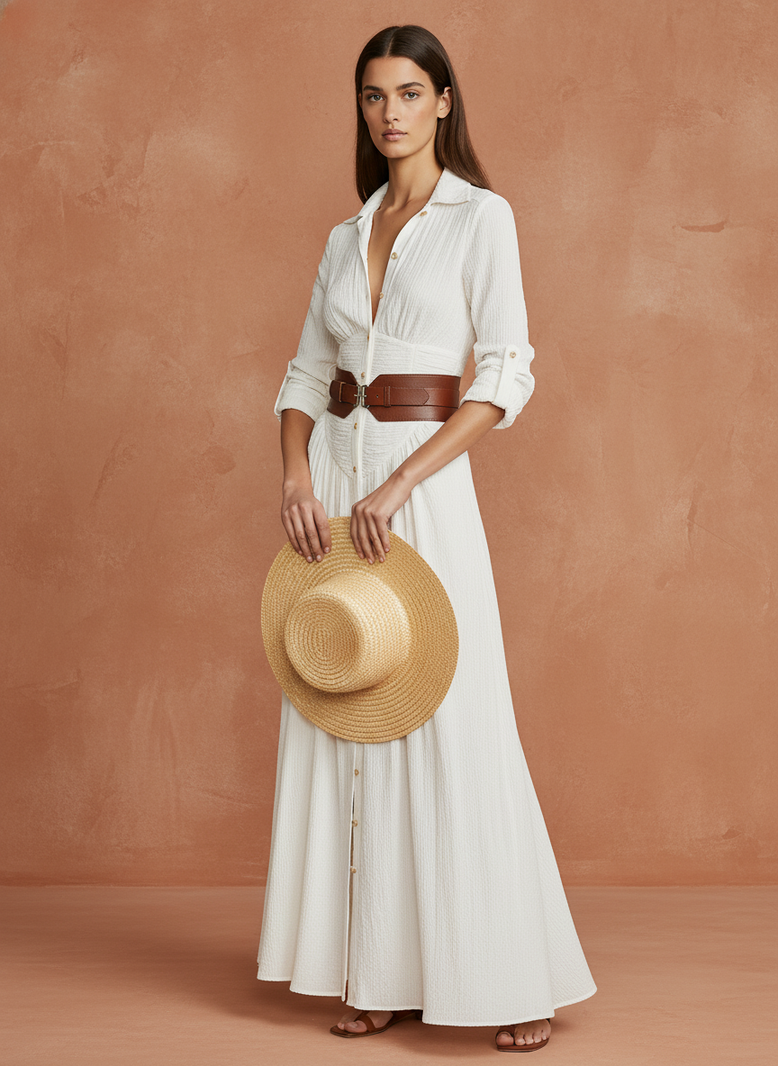 Bohemian Maxi Dress with Long Sleeves & High Front Split