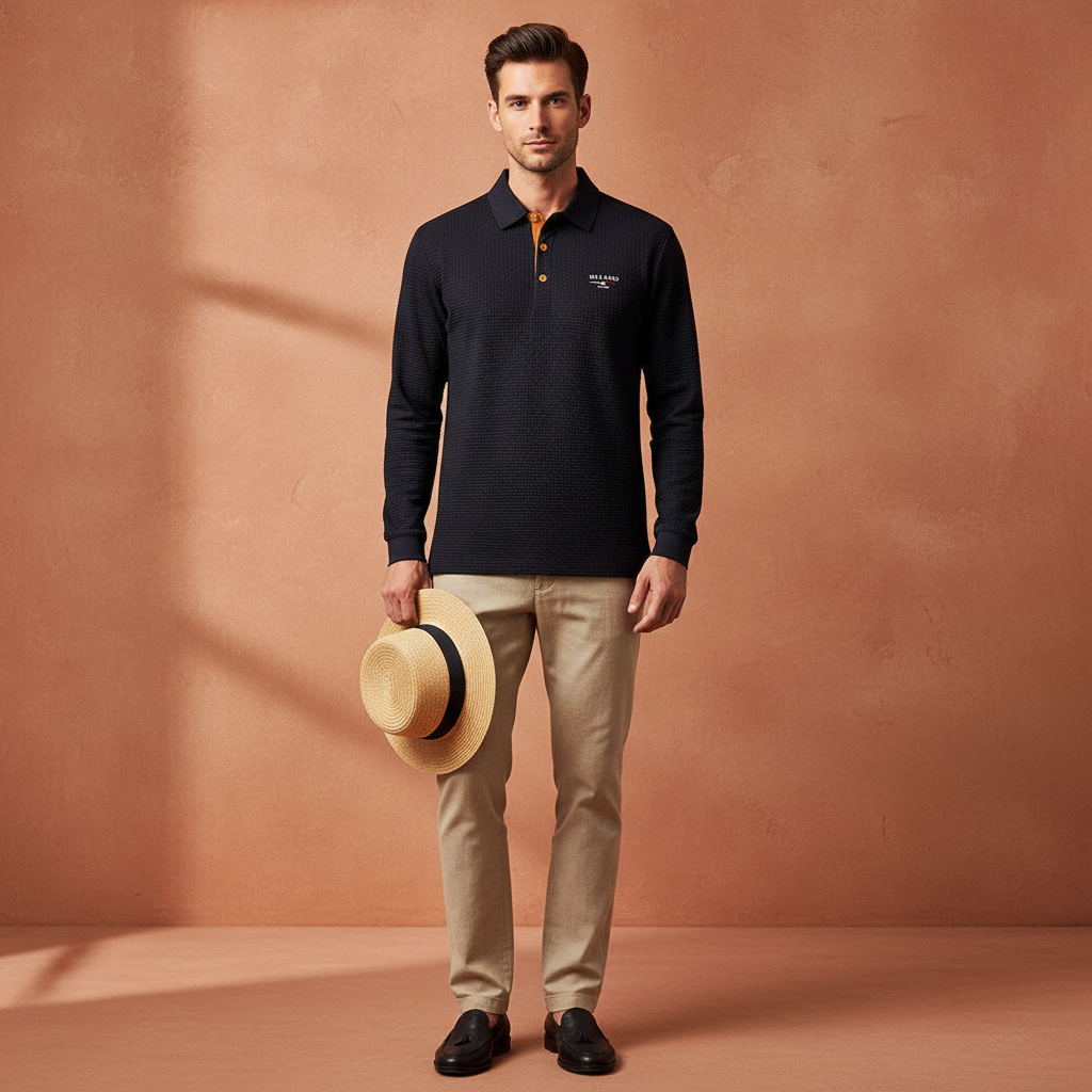Lorenzo Vitali Textured Polo Shirt with Button Placket