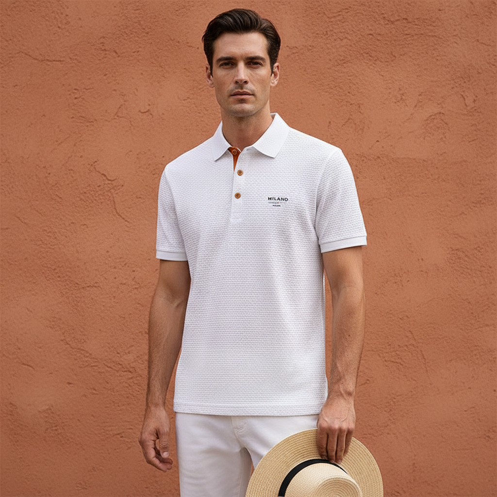 Lorenzo Vitali Textured Polo Shirt with Button Placket