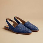 Blue woven slingback flats