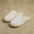 Beige cotton house slippers