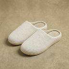 Beige cotton house slippers