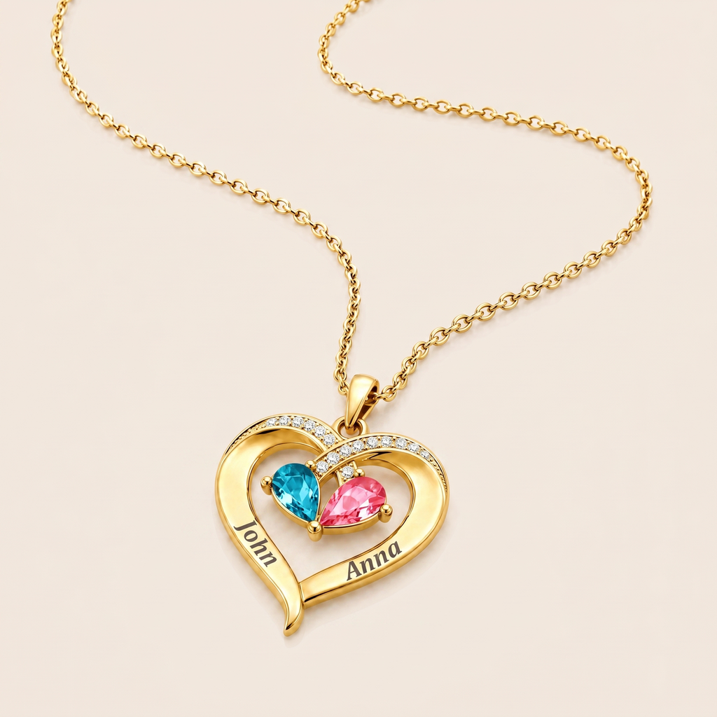 Birthstone heart pendant necklace lifestyle