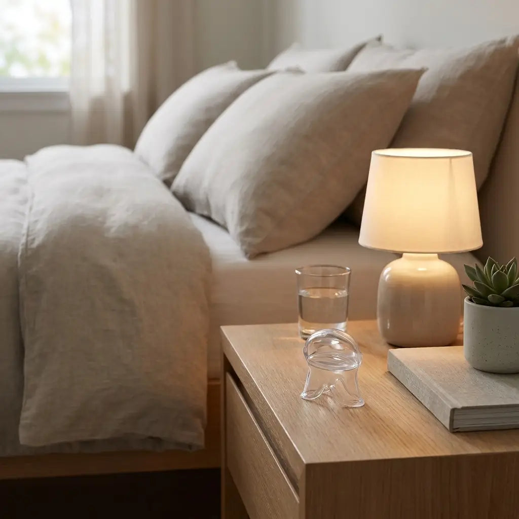 Anti-snore aid device on nightstand