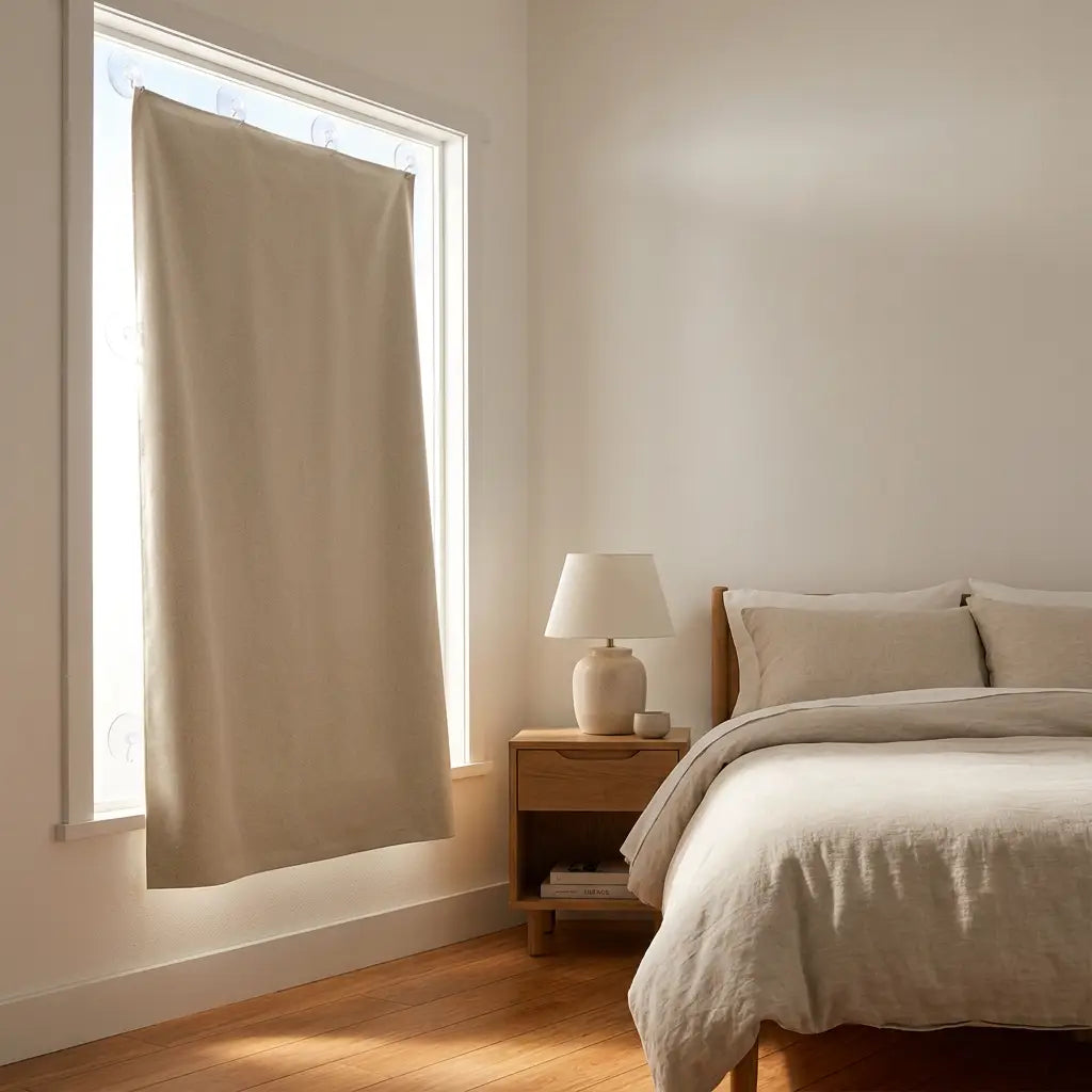 Portable blackout curtain over window